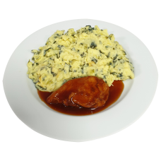 Kipfilet Kippenjus Stamppot paksoi met perzik(natrium/zoutarm)
